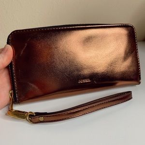 Fossil Orange Metallic Wallet/Wristlet